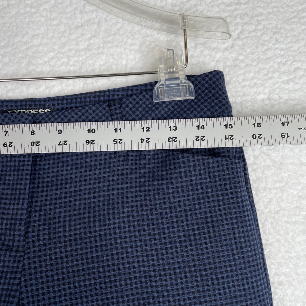 Express Editor Navy Blue Black Micro Check Dress Pants Womens Size 2R Career - Picture 4 of 10